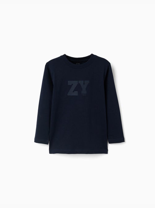 T-shirt en coton à manches longues avec imprimé ZY - Kiabi T-shirt en coton à manches longues avec imprimé ZY - Kiabi