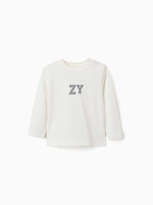 T-shirt en coton à manches longues avec imprimé ZY en relief - Kiabi T-shirt en coton à manches longues avec imprimé ZY en relief - Kiabi