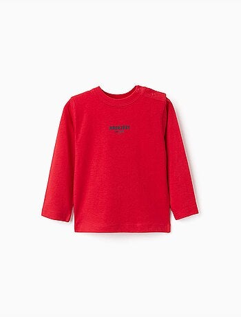 T-shirt en coton à manches longues avec imprimé ZY en relief