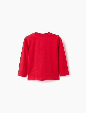 T-shirt en coton à manches longues avec imprimé ZY en relief