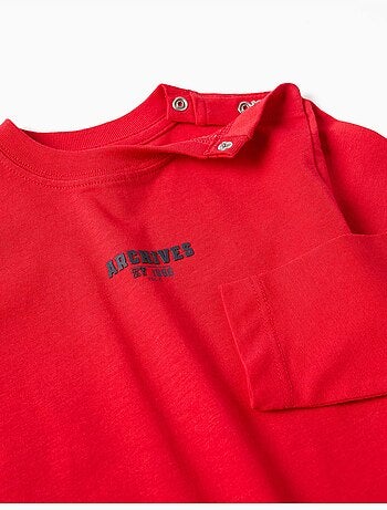 T-shirt en coton à manches longues avec imprimé ZY en relief