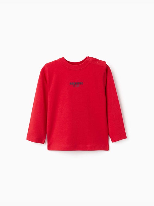 T-shirt en coton à manches longues avec imprimé ZY en relief - Kiabi T-shirt en coton à manches longues avec imprimé ZY en relief - Kiabi