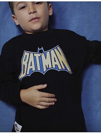 T-shirt en coton à manches longues avec imprimés batman