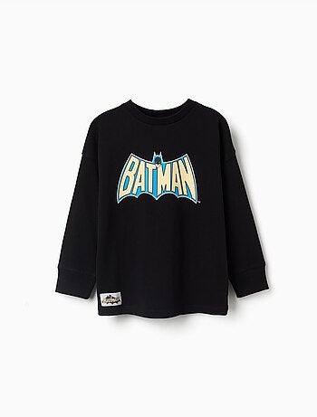T-shirt en coton à manches longues avec imprimés batman
