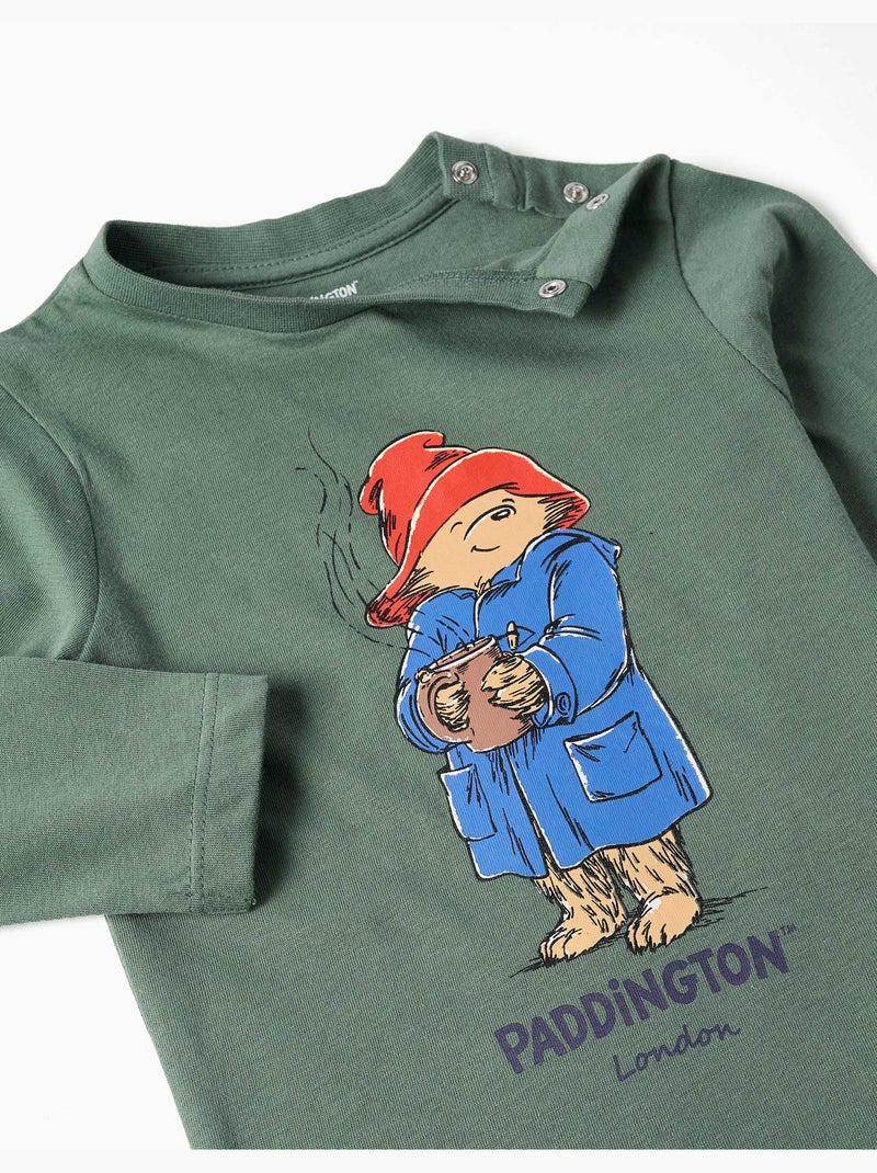 T-shirt en coton à manches longues avec Paddington Vert foncé - Kiabi