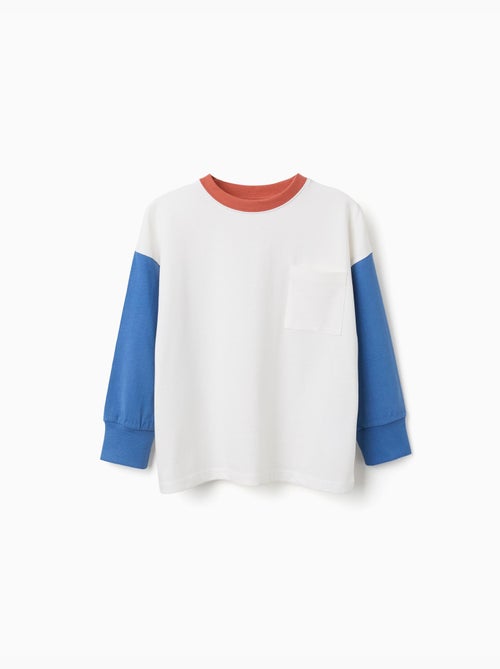 T-shirt en coton à manches longues avec poche - Kiabi T-shirt en coton à manches longues avec poche - Kiabi