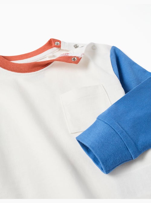 T-shirt en coton à manches longues avec poche - Kiabi