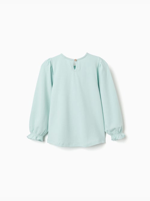 T-shirt en coton à manches longues avec poche - Kiabi