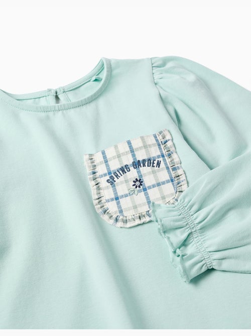 T-shirt en coton à manches longues avec poche - Kiabi