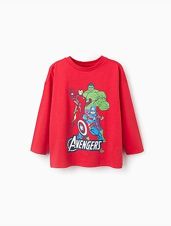 T-shirt en coton à manches longues et imprimé Avengers