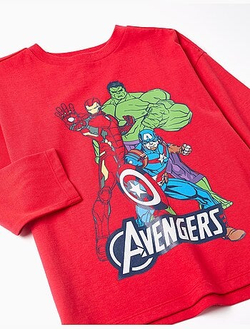 T-shirt en coton à manches longues et imprimé Avengers