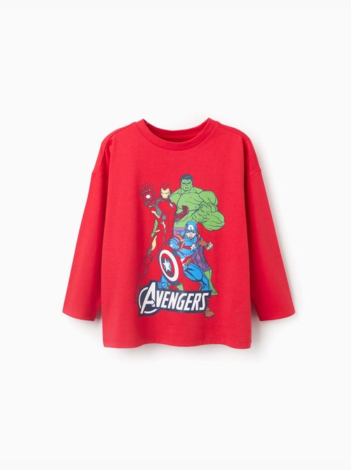T-shirt en coton à manches longues et imprimé Avengers - Kiabi