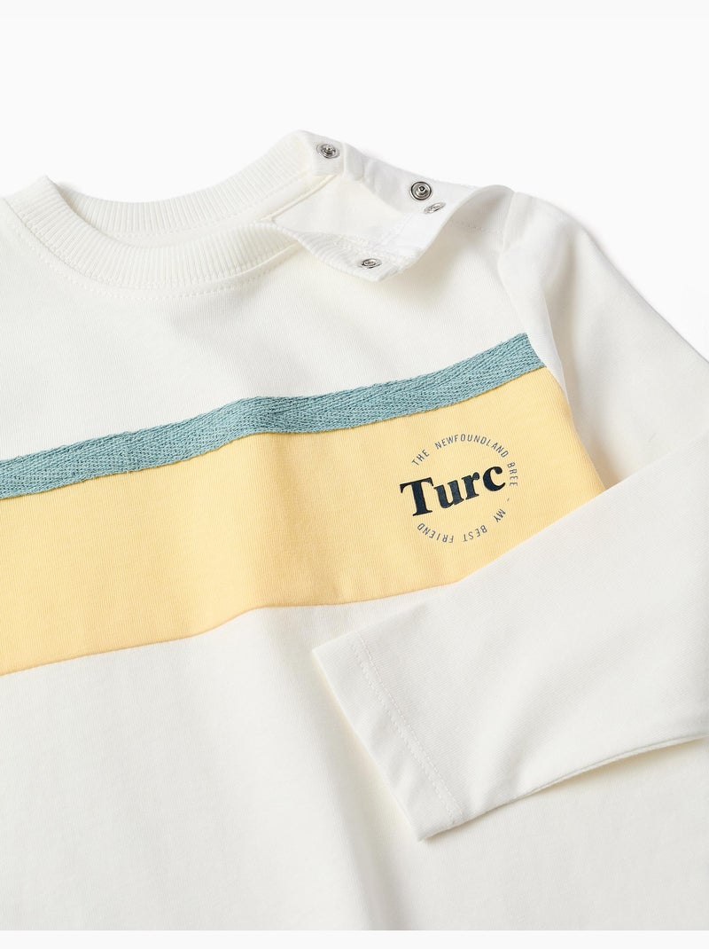 T-shirt en coton à manches longues et imprimé Blanc - Kiabi