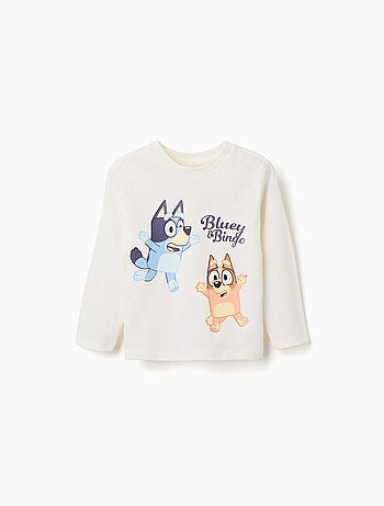 T-shirt en coton à manches longues et imprimé Bluey