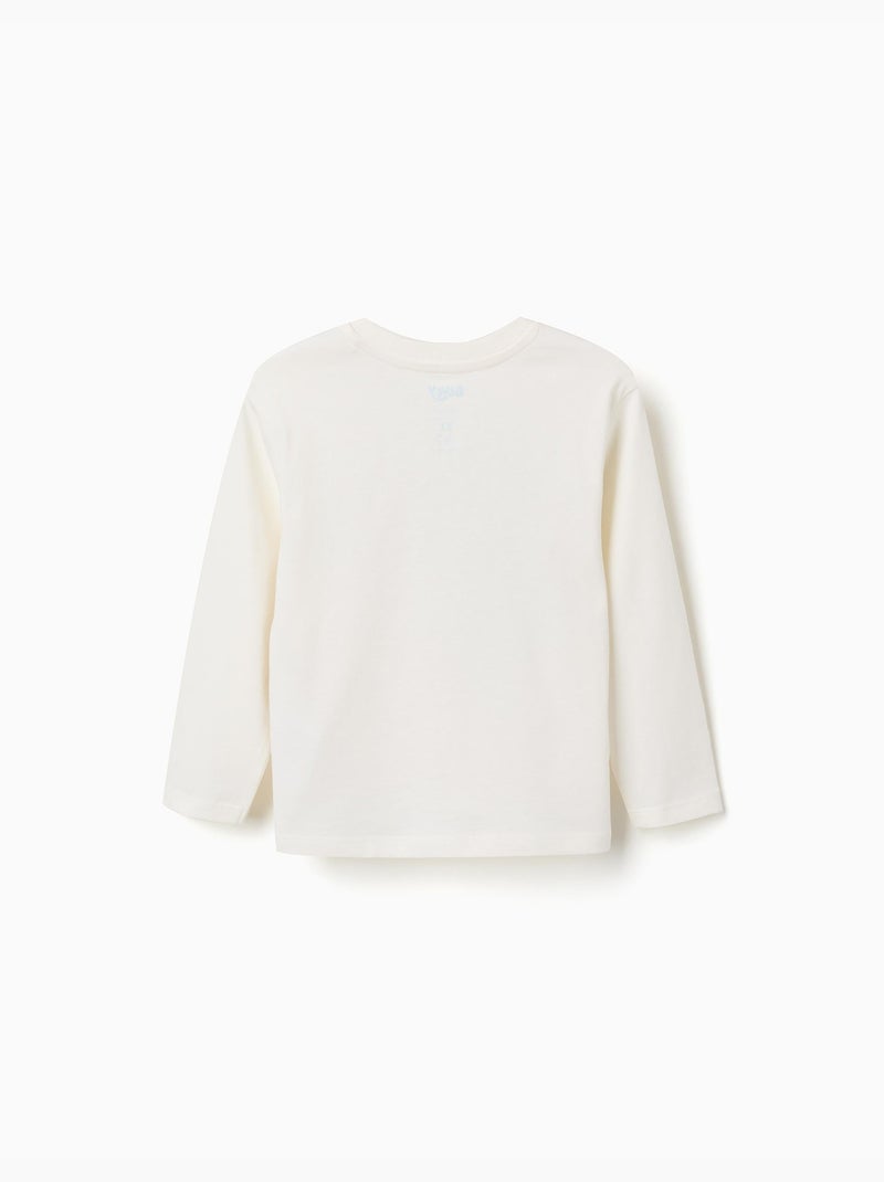 T-shirt en coton à manches longues et imprimé Bluey Blanc - Kiabi