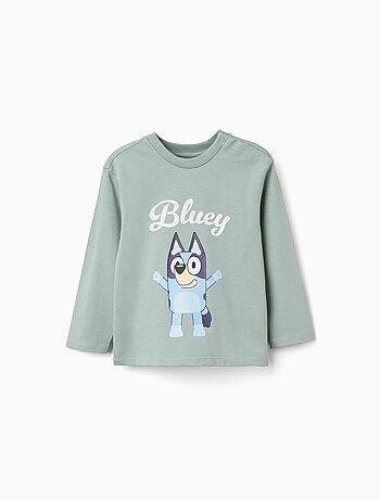 T-shirt en coton à manches longues et imprimé Bluey