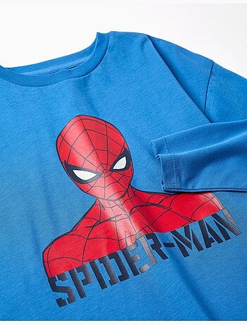 T-shirt en coton à manches longues et imprimé spider-man