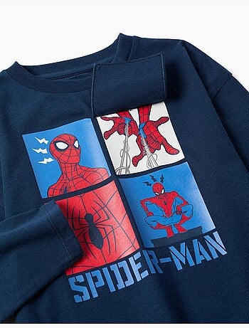 T-shirt en coton à manches longues et imprimé spider-man