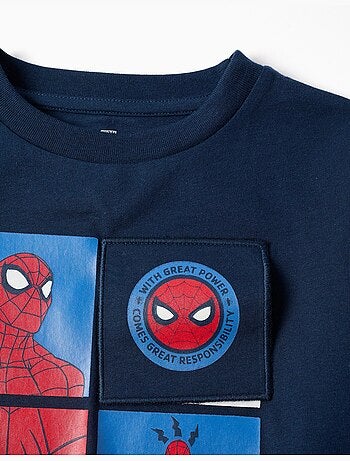 T-shirt en coton à manches longues et imprimé spider-man