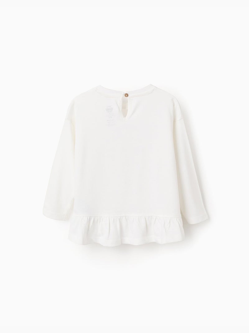 T-shirt en coton à manches longues et imprimé Stella Blanc - Kiabi