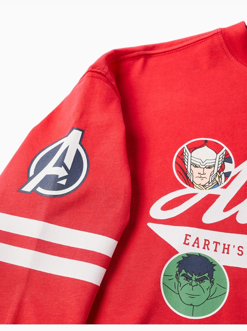 T-shirt en coton à manches longues et imprimés Avengers Rouge - Kiabi