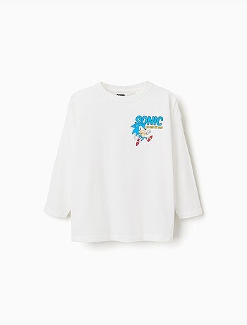 T-shirt en coton à manches longues et imprimés Sonic