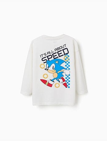 T-shirt en coton à manches longues et imprimés Sonic