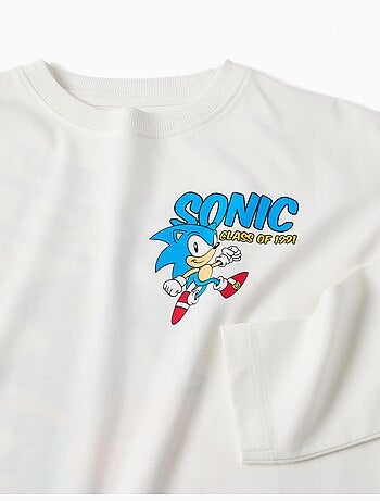 T-shirt en coton à manches longues et imprimés Sonic