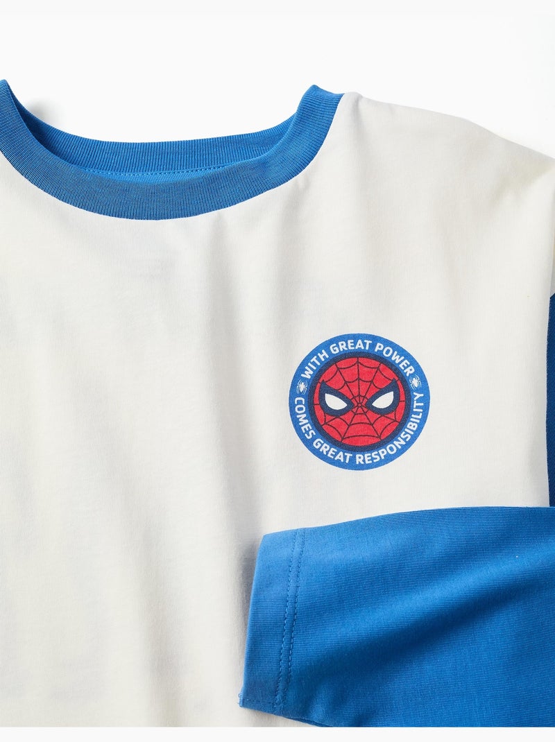T-shirt en coton à manches longues et imprimés Spider-Man Blanc - Kiabi