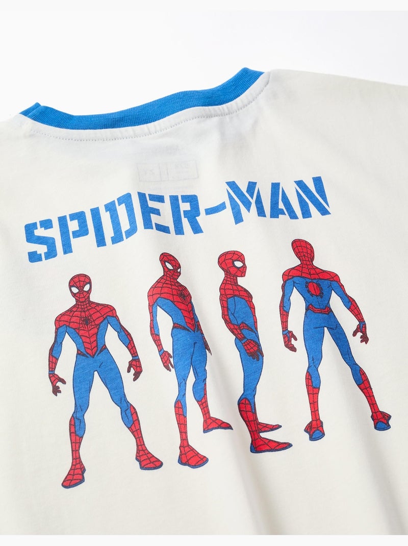 T-shirt en coton à manches longues et imprimés Spider-Man Blanc - Kiabi