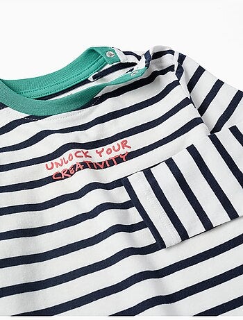 T-shirt en coton à manches longues et rayures