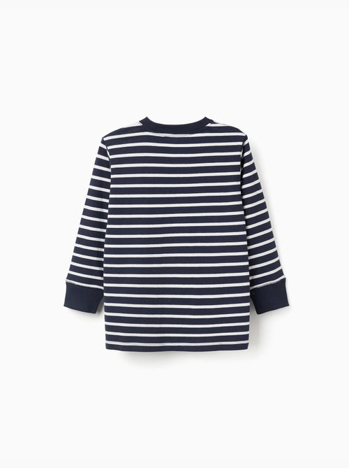 T-shirt en coton à manches longues et rayures - Kiabi