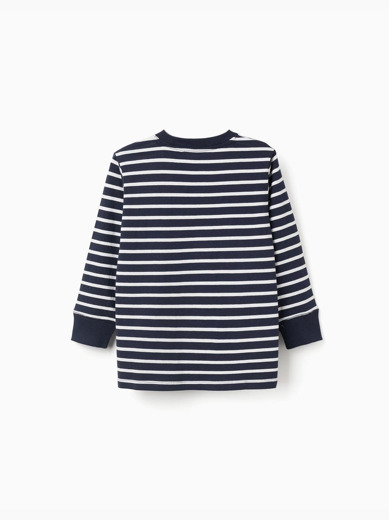 T-shirt en coton à manches longues et rayures Bleu foncé - Kiabi