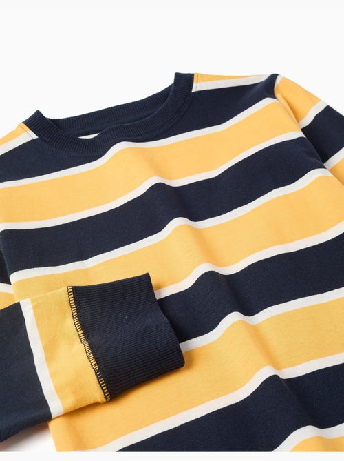 T-shirt en coton à manches longues et rayures - Kiabi