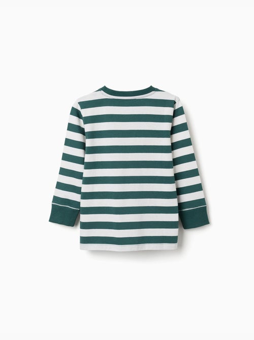 T-shirt en coton à manches longues et rayures - Kiabi