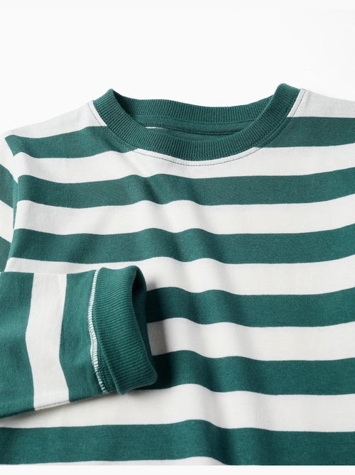 T-shirt en coton à manches longues et rayures - Kiabi
