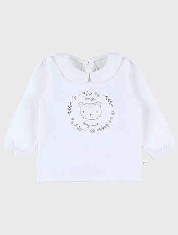 T-shirt en coton à manches longues imprimé ours Noukie's
