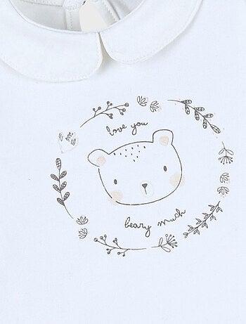 T-shirt en coton à manches longues imprimé ours Noukie's