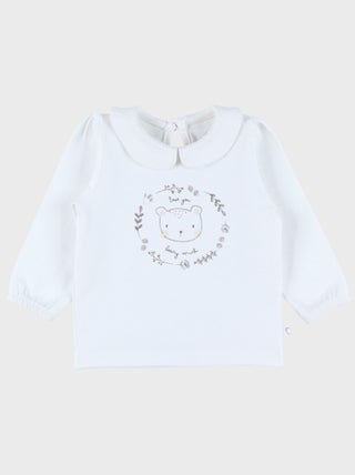 T-shirt en coton à manches longues imprimé ours Noukie's