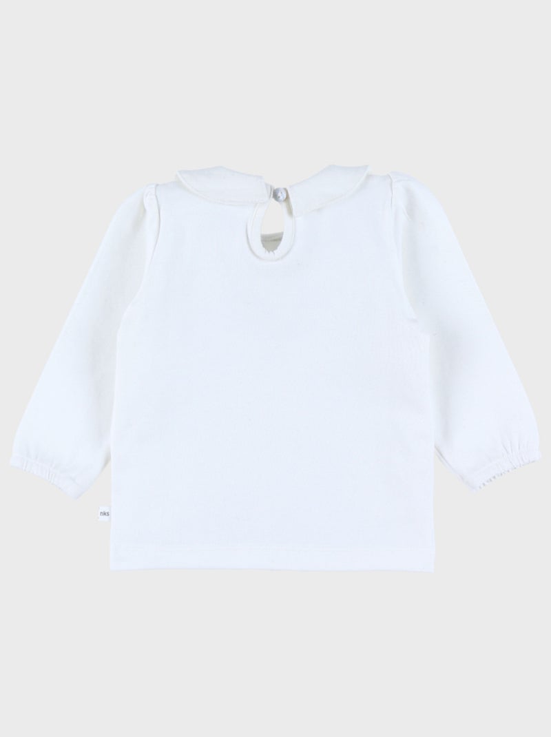 T-shirt en coton à manches longues imprimé ours Noukie's Blanc - Kiabi
