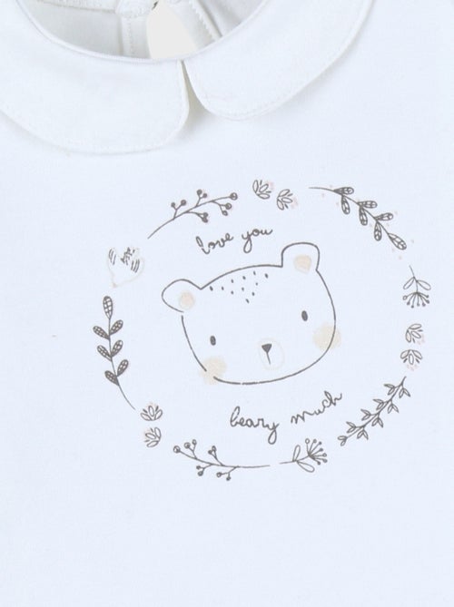 T-shirt en coton à manches longues imprimé ours Noukie's - Kiabi