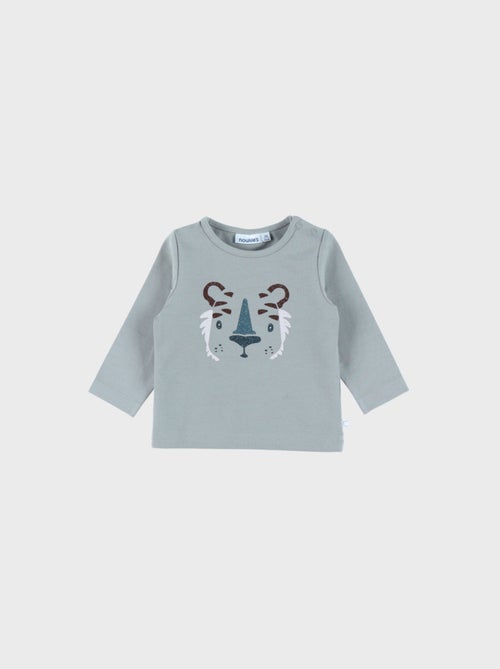 T-shirt en coton à manches longues imprimé tigre Noukie's - Kiabi