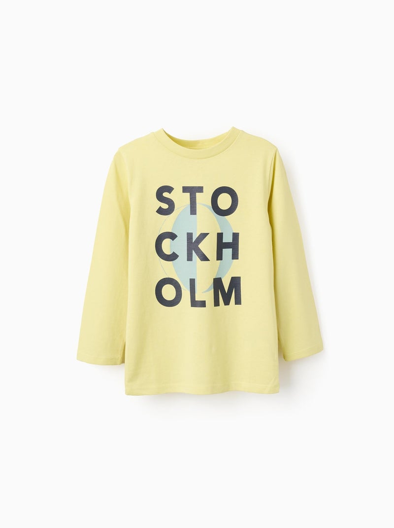 T-Shirt en Coton à Manches Longues Jaune - Kiabi