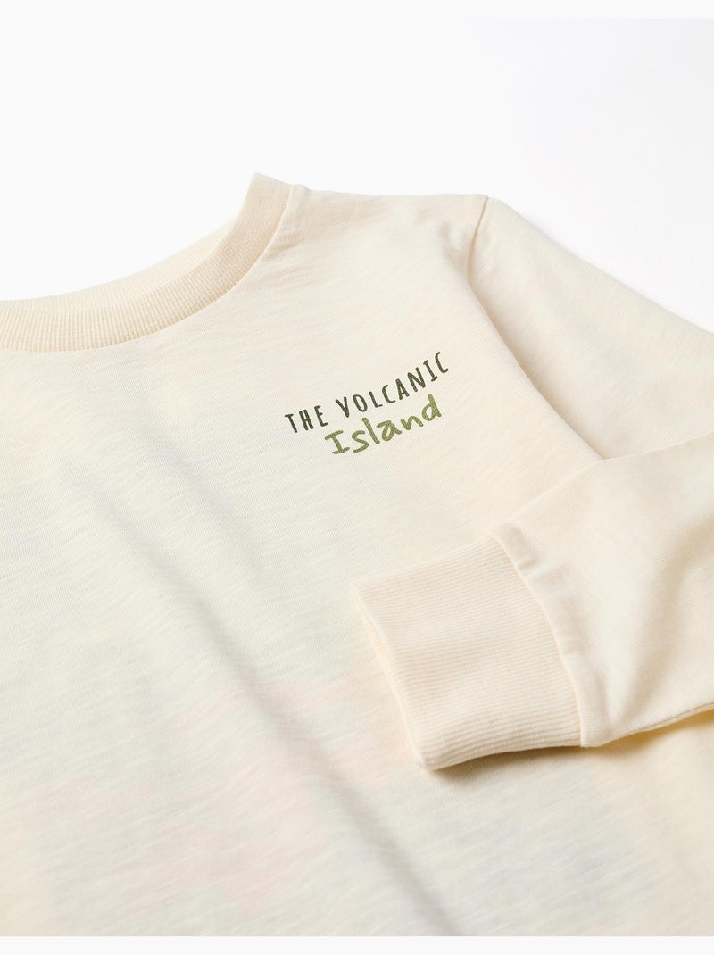 T-shirt en coton à manches longues Lanzarote Beige clair - Kiabi