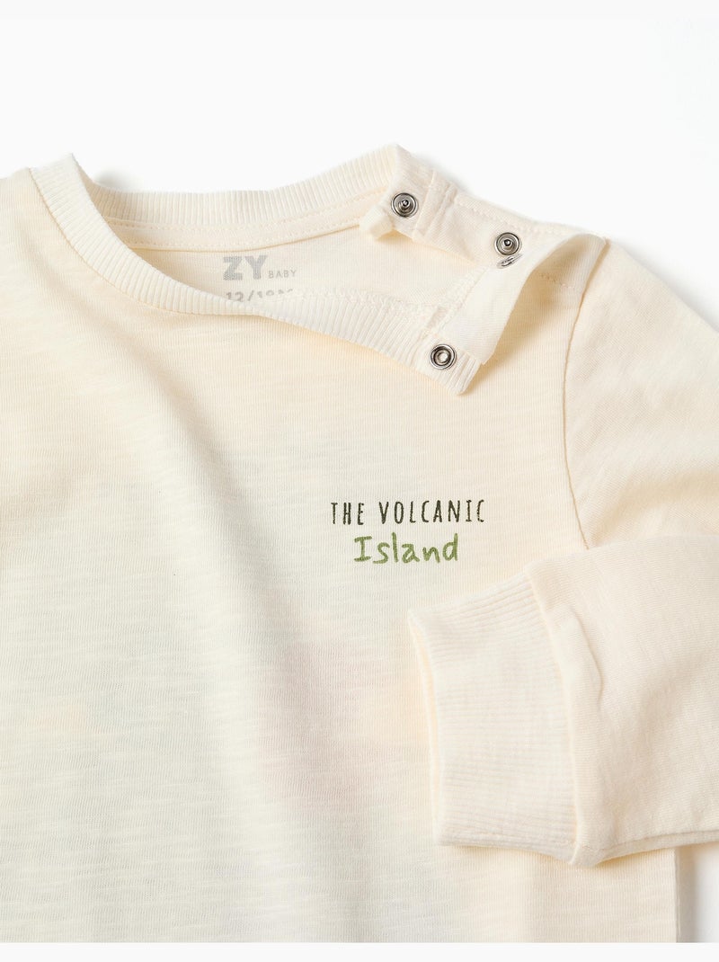 T-shirt en coton à manches longues Lanzarote Beige clair - Kiabi