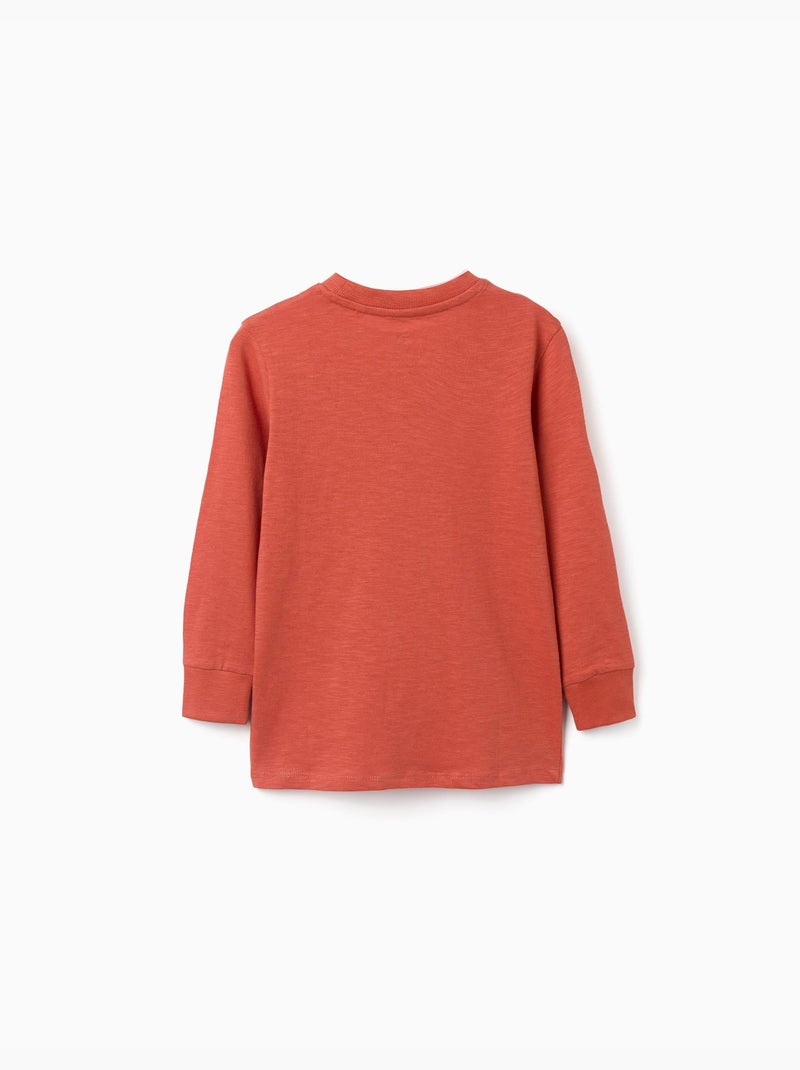 T-shirt en coton à manches longues Lanzarote Orange - Kiabi