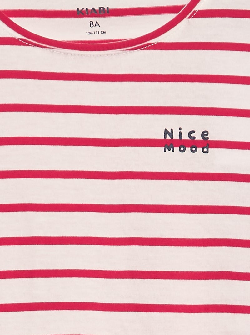 T-shirt en coton à manches longues Rose - Kiabi