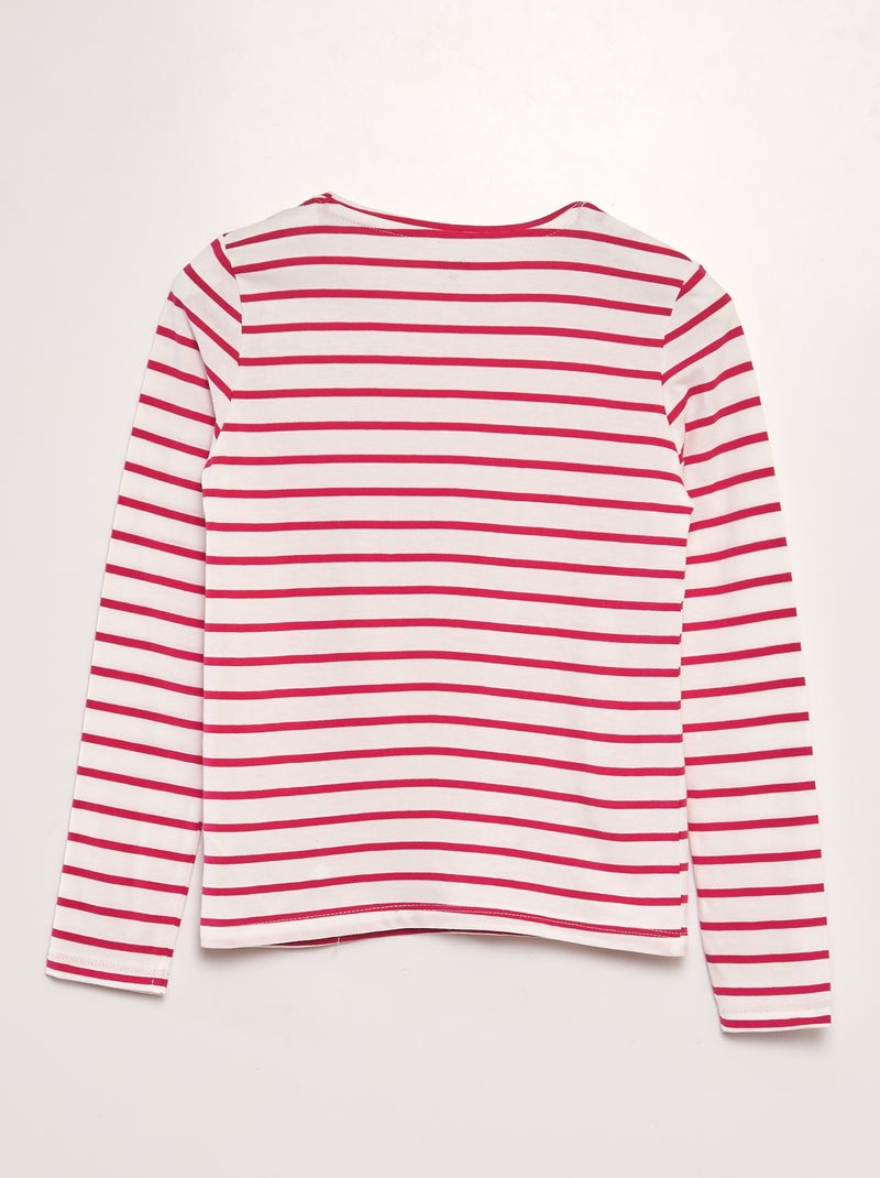 T-shirt en coton à manches longues Rose - Kiabi