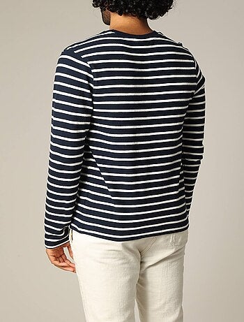 T-shirt en coton à manches longues style marinière 'Deeluxe'