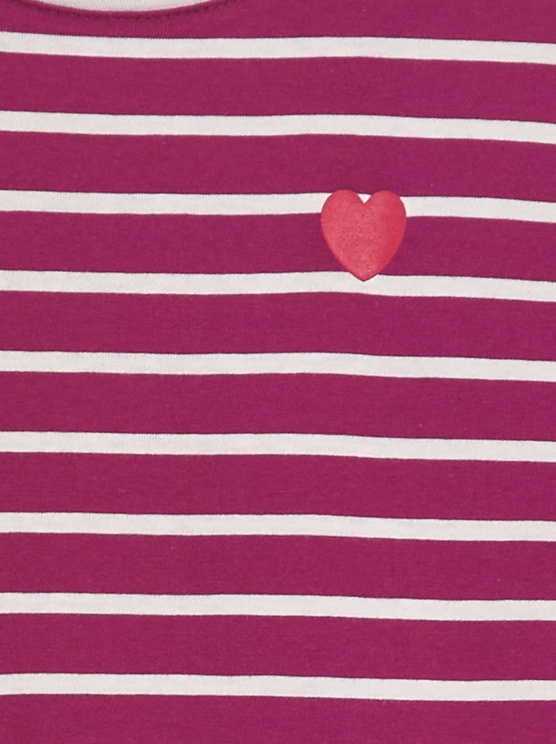 T-shirt en coton à manches longues Violet - Kiabi